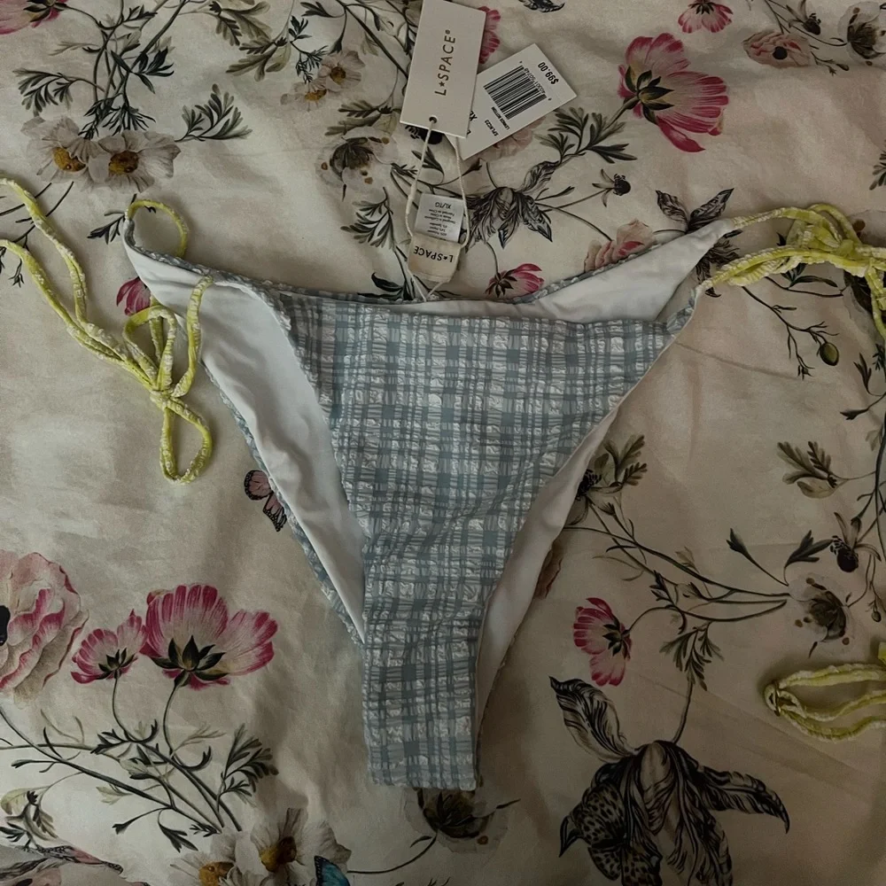 NWT L space  Lennox Bikini Bottom  and Brittany Bikini Top— Powder Blue Gingham